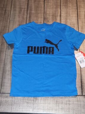 NWT Puma Indigo Bunting Blue Tee with Black Logo